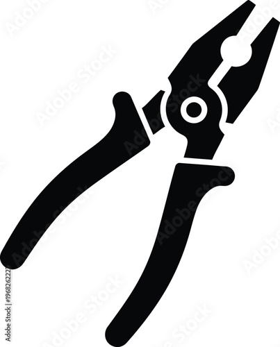 Silhouette of versatile combination pliers tool for repair and construction vector illustration