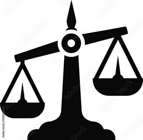 Silhouette of unbalanced justice scales representing law and legal system vector illustration