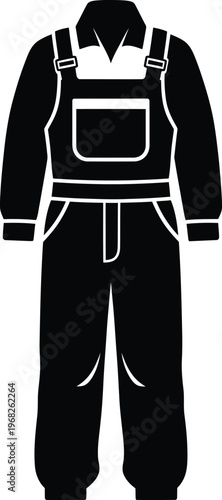 Silhouette of work overalls and long sleeve shirt uniform vector illustration