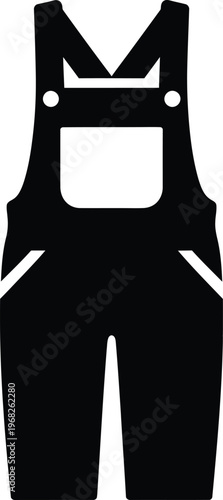 Silhouette of work overalls with front pockets and straps vector illustration