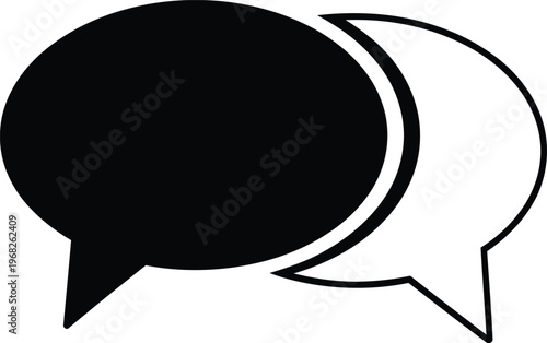 Silhouette overlapping talk and chat speech bubbles icon set vector illustration