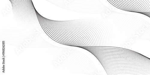 Abstract black smooth wave on a white background. Dynamic sound wave. Design element. Vector illustration.