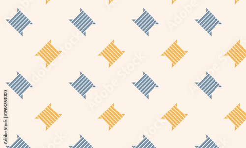 Seamless retro geometric spool pattern, cute striped sewing craft background