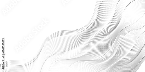 Abstract black smooth wave on a white background. Dynamic sound wave. Design element. Vector illustration.