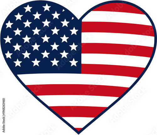 USA Flag Heart Shape American Love Design