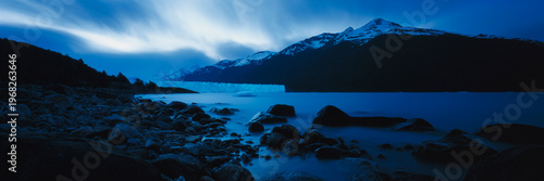 Panoramic view of Perito Moreno Glacier at dusk, Patagonia
