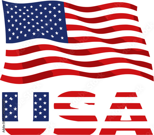 USA Flag with Bold USA Text American Pride Design