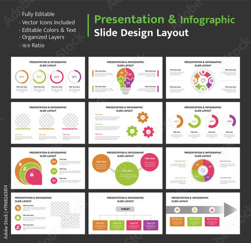 Collection of modern infographic slide templates for professional business presentations