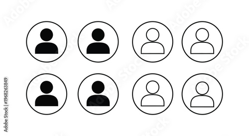 Multiple user profile vector graphic illustration set for digital interface and web design