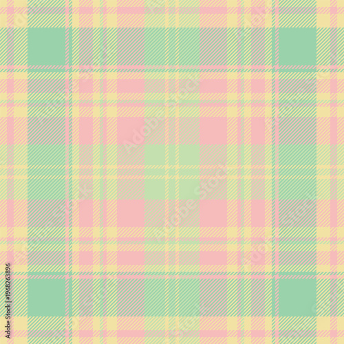 Pastel background fabric textile, coloured plaid seamless vector. Season texture pattern check tartan in light and yellow colors.