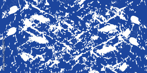 Abstract blue and white background with splattered paint effect texture