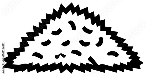 Simple black line art icon representing a pile of wood shavings or sawdust conveying a sense of industry manual labor and natural materials isolated on a clean white background