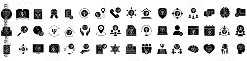 Psychology icon vector set. Psychologist Illustration sign collection. Group therapy symbol or logo.