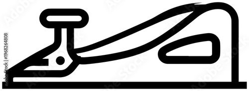 Minimalist black outline icon representing a woodworking jack plane tool symbolizing carpentry craftsmanship diy projects and the manual construction industry with clean simple
