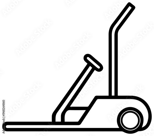 Minimalist black outline icon of a manual pallet jack a simple line art representation of a warehouse lifting device for logistics and material handling isolated on a clean white