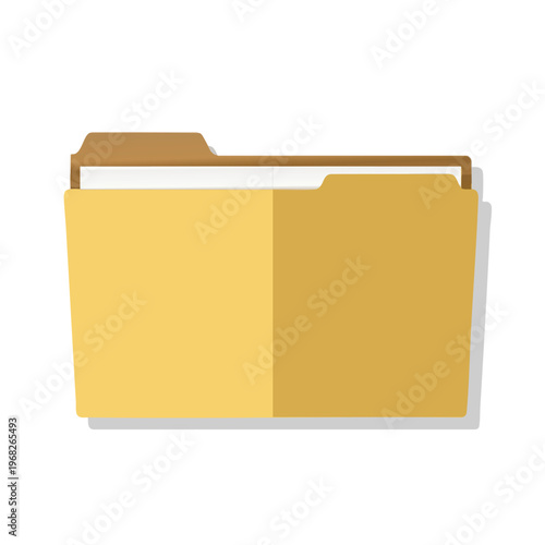 A flat, yellow file folder with a brown tab and gray shadow