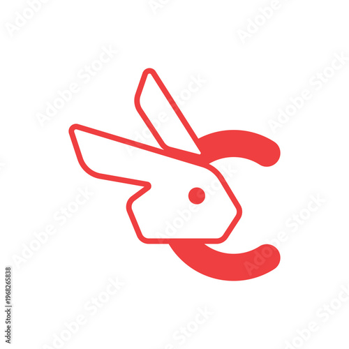 Red Rabbit Logo With Euro Symbol Concept for Fast Finance, Fintech, Delivery and Brand Identity