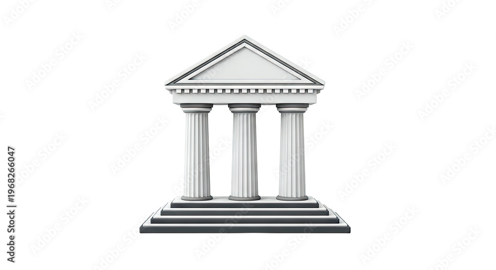 Obraz premium Classical Greek Pediment Building with Three Columns