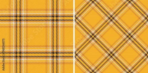 Textile texture plaid of background fabric vector with a tartan pattern check seamless. Set in gold colors. Fashion with geometric unique identity.