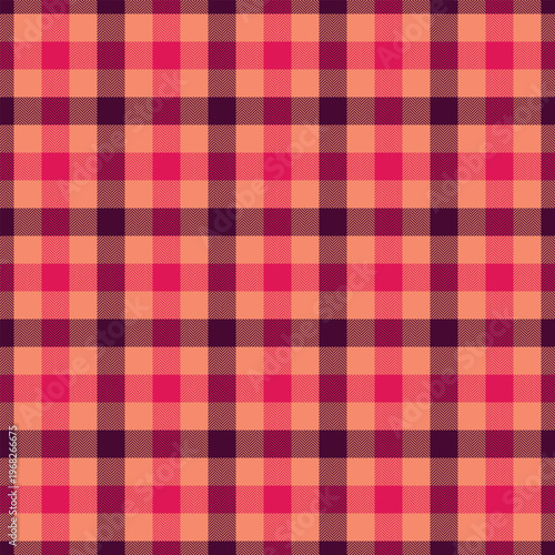 Manufacture textile pattern plaid, nobility background tartan check. Ornament fabric seamless vector texture in red and dark colors.