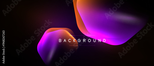 Abstract fluid shapes blend, creating vibrant gradients. Dark background emphasizes colorful curves, modern design element.