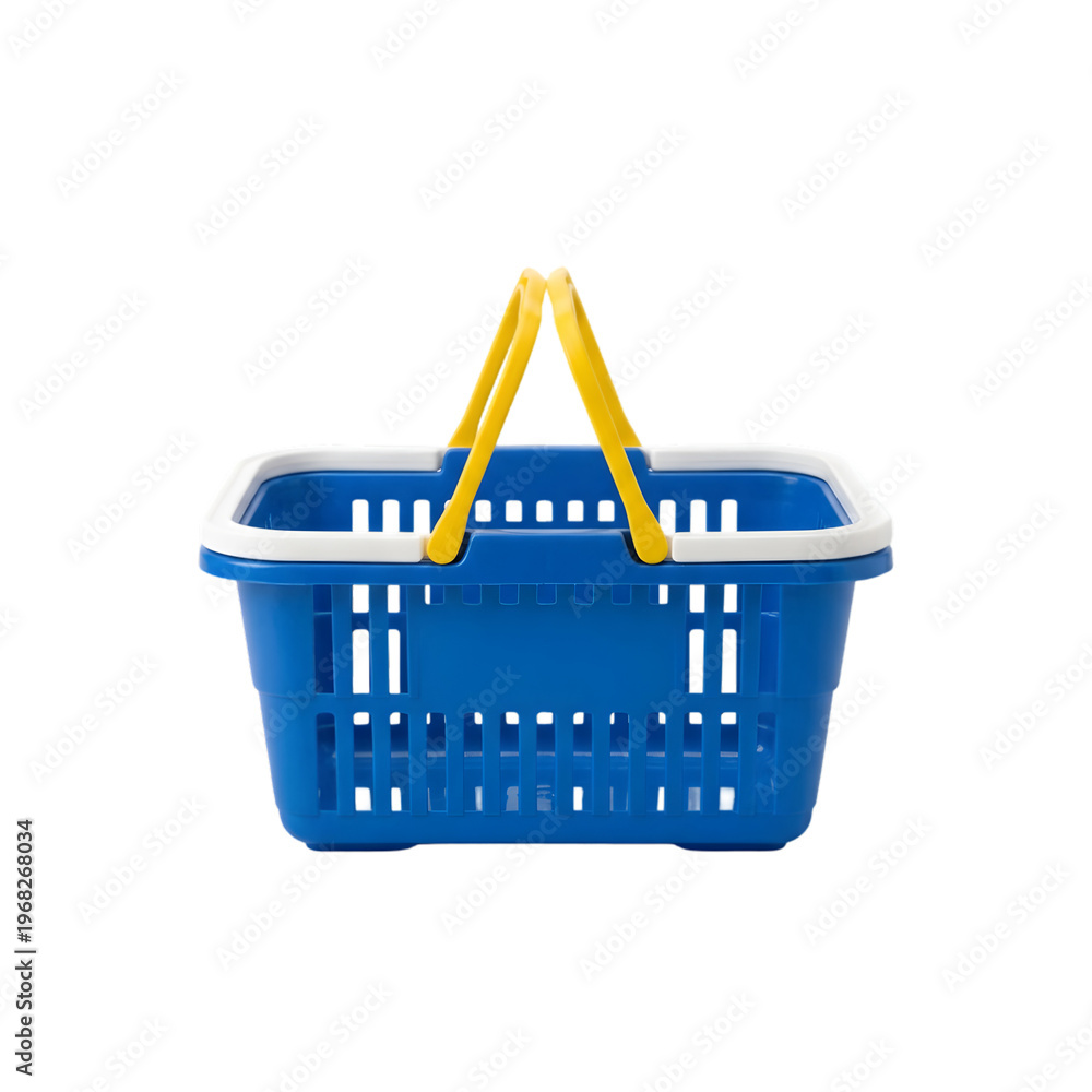 Fototapeta premium Blue and Yellow Plastic Shopping Basket