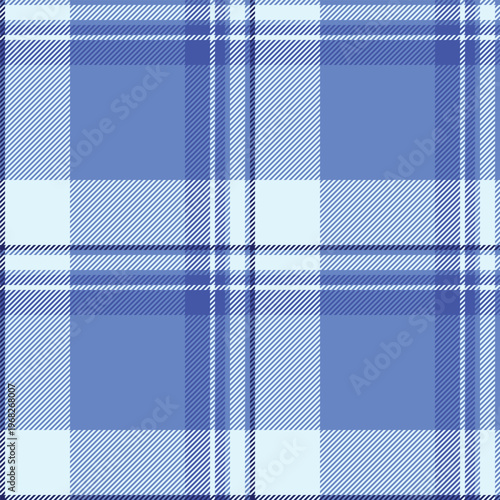 Rustic check plaid vector, hipster texture pattern background. Ireland fabric tartan seamless textile in blue and light colors.
