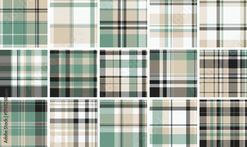 This timeless sage green and beige tartan pattern brings a rustic, elegant touch to designs. A seamless plaid backdrop ideal for fashion textiles, cozy home decor, and digital branding.