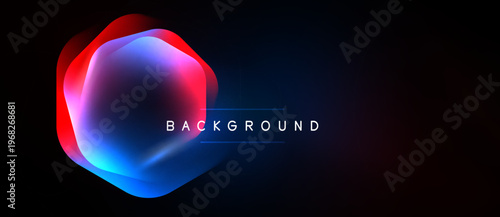 Abstract vibrant hexagon shape. Colors blendred, blue, pink. Dark background creates contrast, modern aesthetic. Text reads BACKGROUND.