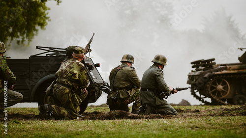 Valokuva Historical reenactment of World War II, the fight between the Nazis and the Poles