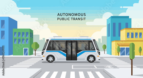 Autonomous public transit bus vehicle.