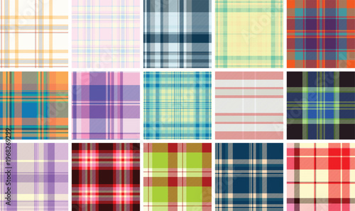 Fall plaid collection prepared for interior concepts. Seasonal tartan visuals suit decor styling and previews. Vector repetition feels continuous.