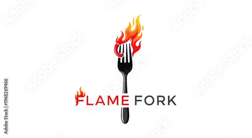 Fork with flame on prongs burning.
