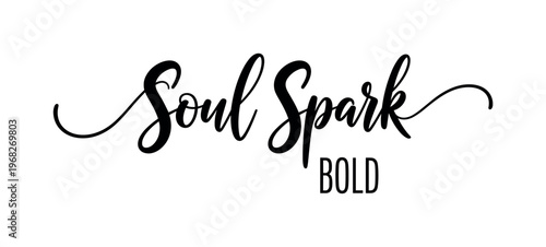 Soul Spark Bold. lettering and all elements in black. Vector style. AWhite background. Pure white background. Perfect isolation and visual consistency. Elegant