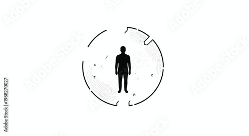 Businessman standing in a circular arrow cycle