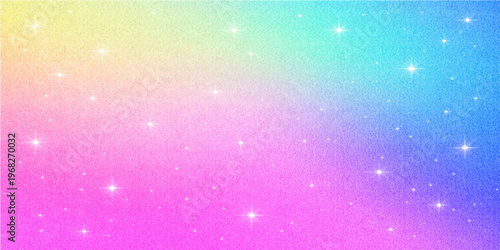 Bild auf Leinwand A vibrant cosmic canvas painted with a gradient of pastel hues, speckled with twinkling stars, creating an ethereal and dreamy backdrop