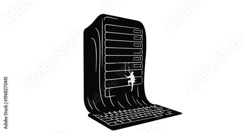 hacker trapped in computer screen illustration