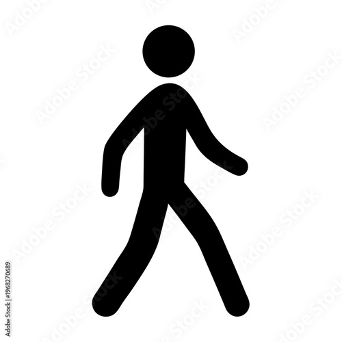 Simple and effective graphic representation of a walking figure in black silhouette
