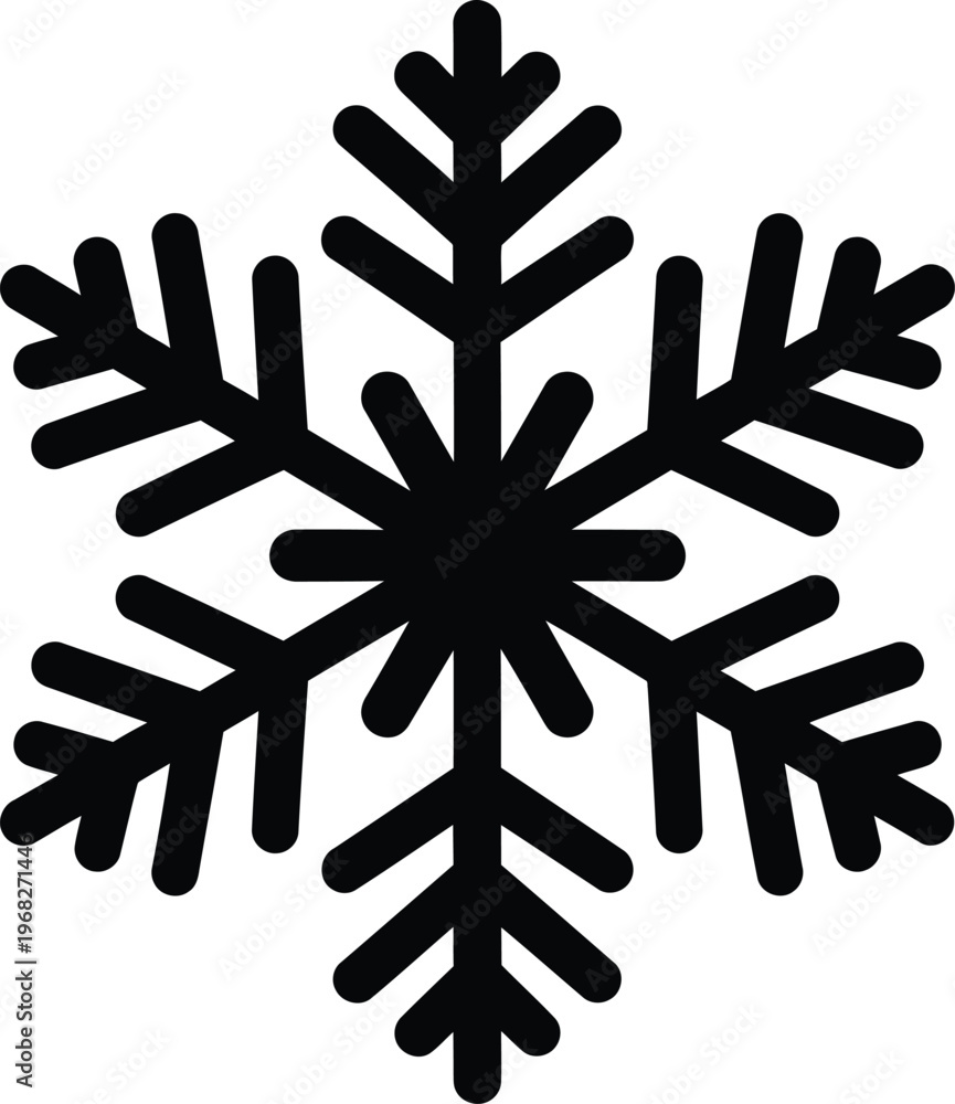 Fototapeta premium Silhouette simple snowflake winter season symbol vector illustration