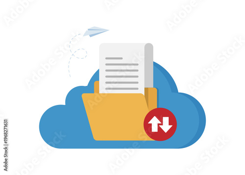 Cloud Computing Data File Transfer and Storage Stock Illustration.