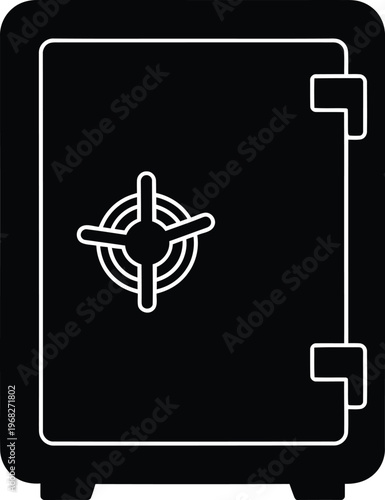 Silhouette strongbox security vault door with dial lock vector illustration