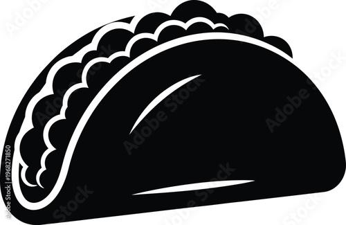 Silhouette taco fast food cuisine traditional mexican meal vector illustration