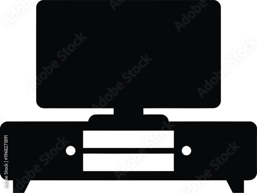 Silhouette television stand with flat screen monitor vector illustration