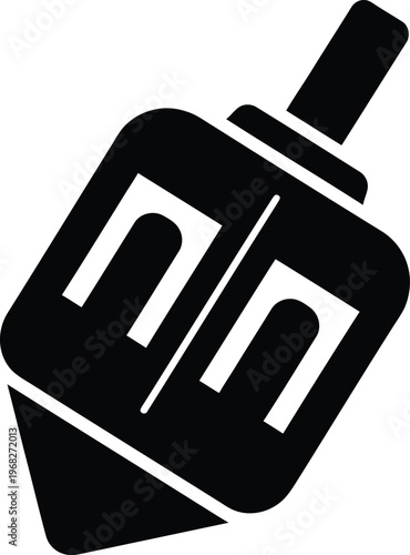 Silhouette traditional Hanukkah dreidel spinning top toy for Jewish holiday vector illustration