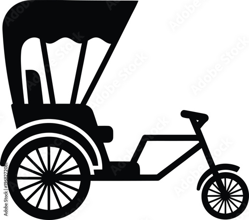 Silhouette traditional rickshaw vehicle transport cycle illustration