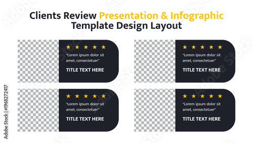Business presentation slide with client reviews and star ratings for feedback
