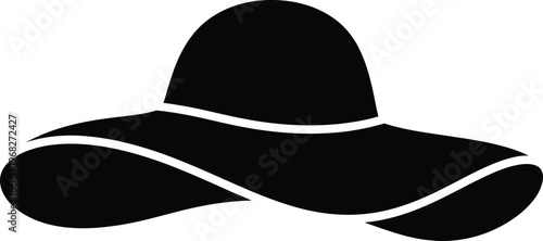Silhouette wide brimmed elegant fashion hat accessory vector illustration