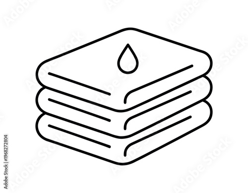 Folded towels icon. stack of towels, linen, cloth, absorbent, bath, spa, bathroom, laundry. line and flat vector illustration.