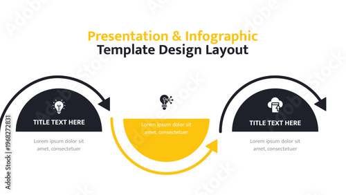 Circular infographic process flow diagram with lightbulb icons and text placeholders