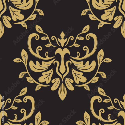Damask seamless repeat element pattern. Beautiful luxury vintage floral damask vector illustration. Design for wallpaper, decorative, texture, textile, ornament, wrapping, shirts, clothing